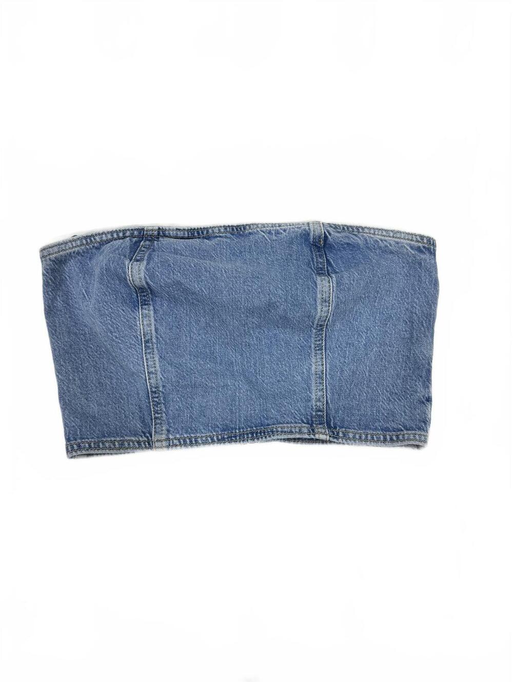 ZARA Denim Corset Tube Top Medium Wash Strapless Jean Crop Top Small - Picture 3 of 8